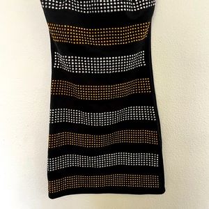 Cute silver & gold rhinestone tube top mini dress